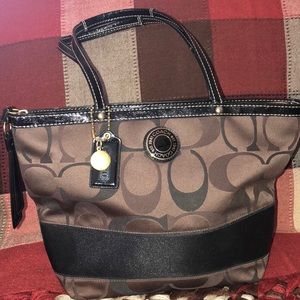Coach dark brown tote